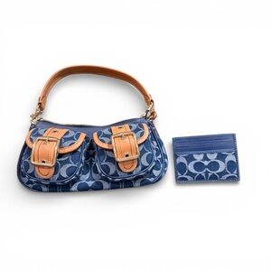 Coach Ashton Denim Signature Crossbody Shoulder Bag Set | 2024 w card holder